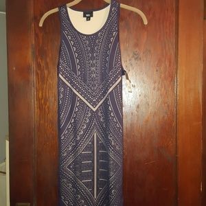 Blue dress with tan underlay
